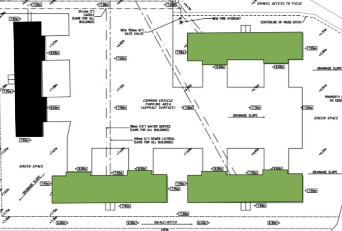 Layout of the four townhouses by Blake & Co Ltd.