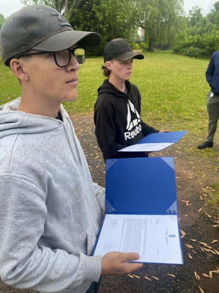 Payson Jacklin and Aden Oderkirk received letters of recognition from the Hon. Nolan Young, Minister of Labour, and Cumberland South MLA Tory Rushton.