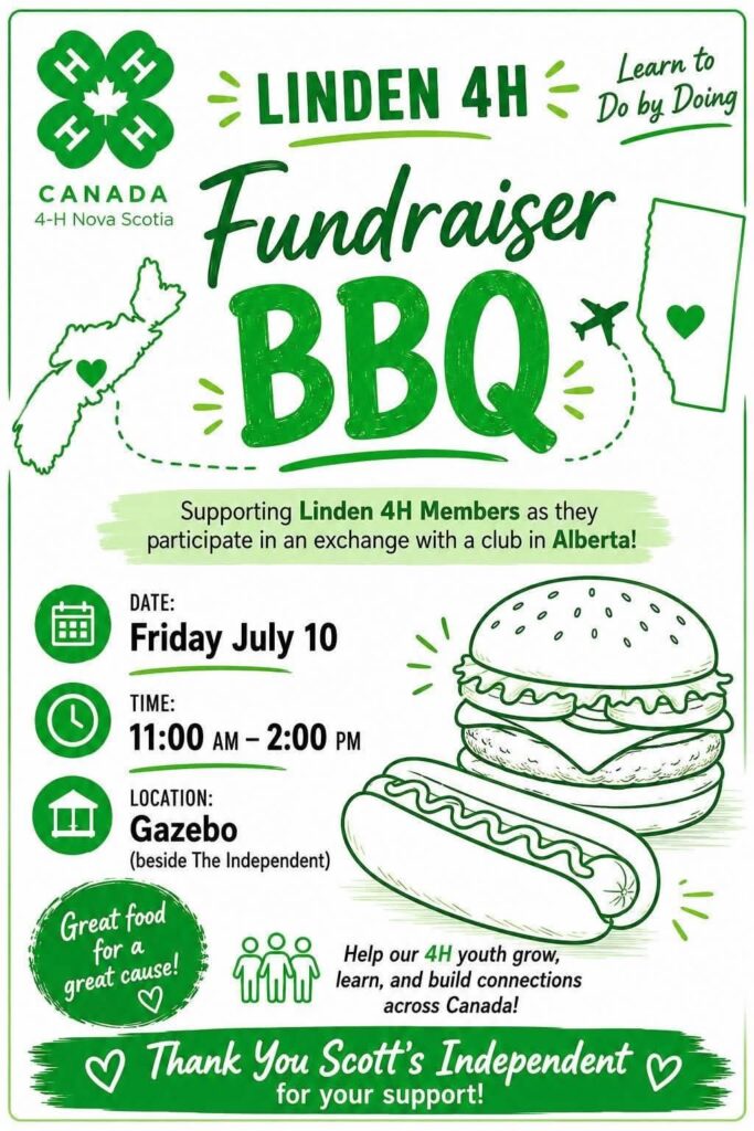 At the Oxford Gazebo this FridaY; Linden 4H Fundraiser BBQ!