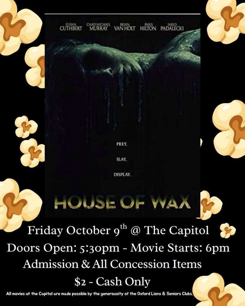 Capitol Theatre Halloween Movie "House of Wax" October 9th