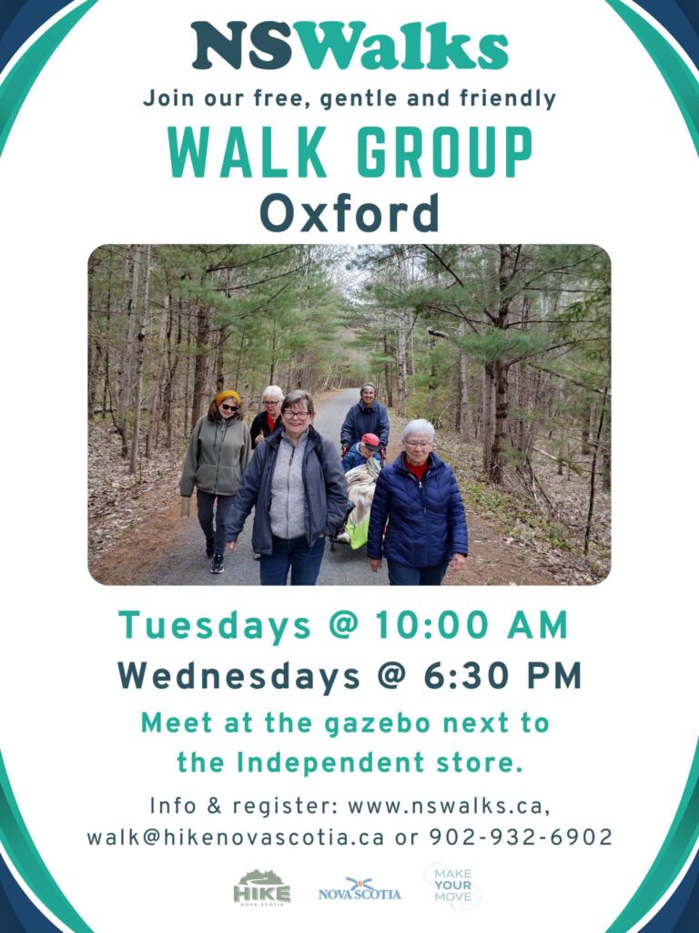 NSWALKS - Oxford Walk Group! 
Meet Tuesdays at 10:00am and
Wednesdays at 6:30pm
At the Gazebo next to the Independent grocery store.