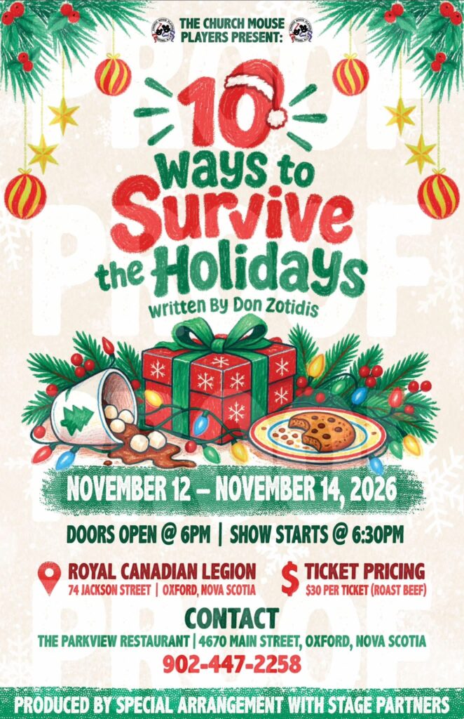The Church Mouse Players present: "10 Ways to Survive the Holidays" November 12-14, 2026 at the Oxford Legion.